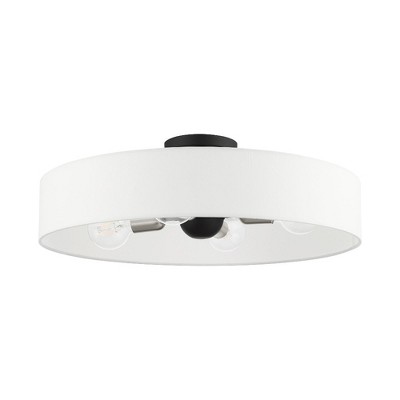 Elegant Black and Brushed Nickel 4-Light Drum Semi-Flush Mount