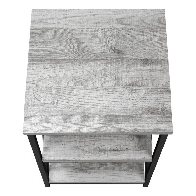 Modern Industrial Black Metal & Grey Wood Square Side Table