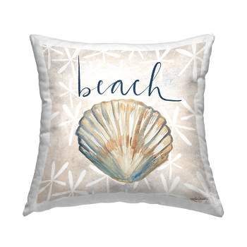 Stupell Industries Nautical Pattern Clam Shell Beach Calligraphy, 18 x 18