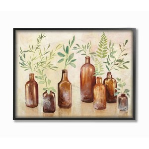 Stupell Industries Ferns and Plants Glass Jars Brown Green Painting - 1 of 4