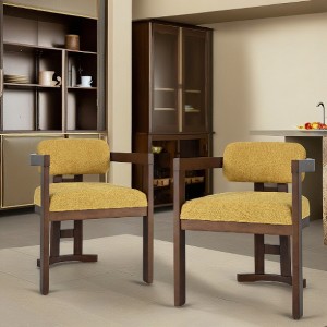 Lyngins Modern Wooden Dining Chair (Set of 2),  Indoor Upholstered Armchair Chair – Rubberwood Frame Kitchen Chair & Living Room Chair - 1 of 4