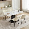 Set of 2 Mid Century Modern Dining Chair Comfortable Upholstered Faux Leather Dinner Chairs with Padded Seat, Black/Cream/Khaki - Modernluxe - 2 of 4