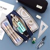 Fmeida Large Pencil Case 3 Compartments Pencil Pouch Big Capacity Pencil Bag for Kids Teen Girls Boys Student School Black - 2 of 4