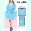 LA LEELA Women's House Daily Routine Evening Wear Loungewear Solid Casual Relaxed Caftan Cover Up Dresses for Women Plus Size One Size Blue, Solid - image 2 of 4