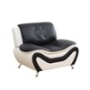 DOMETOUR Elegant Black & White Faux Leather Single Seat Sofa -Modern and Stylish Living Room Essential - 2 of 4