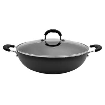 Starfrit 12-In. Covered Fry Pan with Stainless Steel Handle, Black