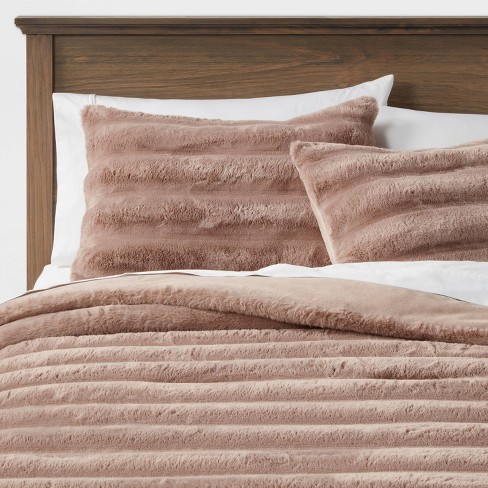 Textured Faux Fur Comforter & Sham Set - Threshold™ : Target