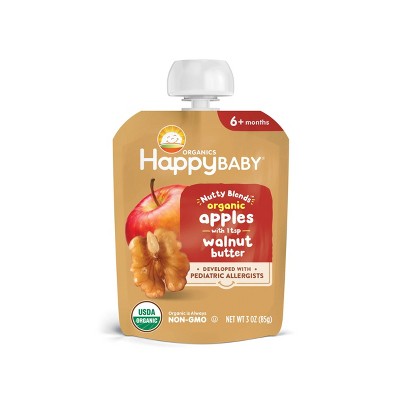 Image of HappyBaby Nutty Blends Organic Apple & Walnut Butter Baby Food Pouch - 3oz