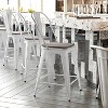 Emma and Oliver Distressed Metal Stools with Backs and Polystyrene Seats for Indoor/Outdoor Use - 2 of 4