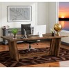 Gulches 70.87" Walnut Executive Computer Desk, Solid Wooden Pedestal, Industrial Home Office Study Workstation? - 2 of 4