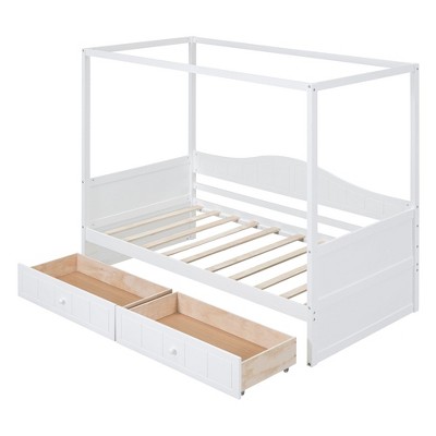 NicBex Canopy Day Bed, Twin Size Day Bed Frame with 2 Drawers, No Box Spring Needed