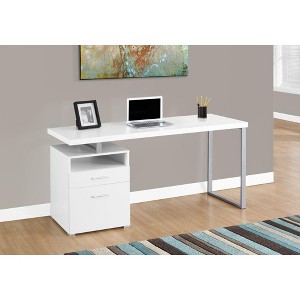 PAGED Simple Modern Wooden Computer Desk, L Shaped Home Office Desk with 3 Storage Drawers, 2 Open Shelves for Office, Study - 1 of 4