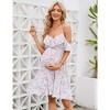 Maternity Nursing Dress Womens V-Neck Spaghetti Strap Ruffle Sleeve Daisy Printed Floral A-Line Tiered Flowy Swing Dress - 3 of 4