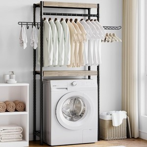 30" Laundry Shelf with Drying Racks | Space-Saving Adjustable Over-Washer Storage Organizer - 1 of 4
