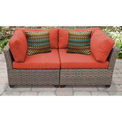 Monterey 2pc Outdoor Wicker Sectional Loveseat with Cushions - Tangerine - TK Classics