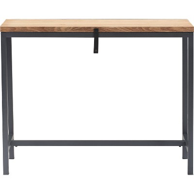 Light Oak and Black Metal Console Table with Storage