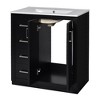 Ridstar 34 in. H Black Bathroom Storage Cabinet with 3 Drawers& Soft Closing Doors - 2 of 4