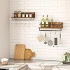 Hachikiko 2-Pack Wall Mounted Wine Rack-Rustic Brown & Black 2-Tier Floating Shelves with Stemware Holder - 4 of 4