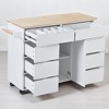 Rolling Kitchen Island Cart with 8 Handle-Free Drawers, Rubberwood Top, Removable Flatware Organizer, Adjustable Shelf and Lockable Wheels - 3 of 4
