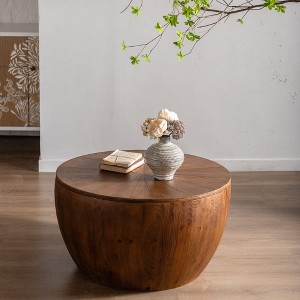 PAGED Vintage Style Coffee Table with Storage Space,Bucket Tea Table,Center Table for Livng Room - 1 of 4