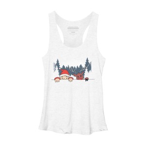 Women's Design By Humans Christmas Santa And Rudolph Peaking By rasok Racerback Tank Top - 1 of 3