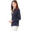 Allegra K Women's Printed Long Sleeve Piped Button Down Office Shirt - 4 of 4