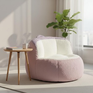 Homy Casa Oversized Faux Fur Bean Bag Chair, Cozy Floor Seat for Bedroom, Dorm & Living Room, Pink+White - 1 of 4