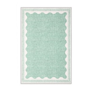 Indoor Modern Washable Area Rugs with Scalloped Print, Ultra Thin Non Slip Throw Carpet for Bedroom Living Room - 1 of 4
