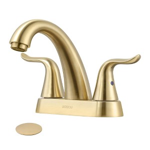 WOWOW 4 in. Centerset Double Handle High Arc Bathroom Faucet with Drain Kit Included - 1 of 4
