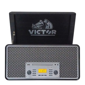 Victor® Monument Dual-Bluetooth® Belt-Drive 8-in-1 Music Center with Turntable, CD, and Cassette Player, VWRP-5000-GR in Silver - 1 of 4
