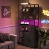 Wine Bar Cabinet, Tall Coffee Bar Station, Microwave Stand with Storage, Farmhouse Coffee Bar Cabinet Station with Wine Rack, Goblet Holder - 2 of 4