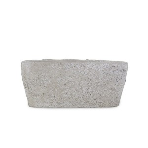 HomeRoots 9" Gray Speckle Glaze Cement Indoor Outdoor Oval Pot Planter - 1 of 4