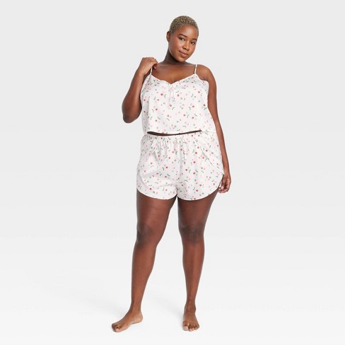 Women's Satin Pajama Set - Colsie™ White/Cherry S