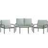 vidaXL 4 Piece Patio Lounge Set with Cushions Anthracite Steel - 3 of 4