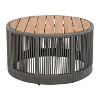 Christopher Knight Home Penley Outdoor Rustic Acacia Wood and Iron Round Coffee Table with Rope Accents - 2 of 4