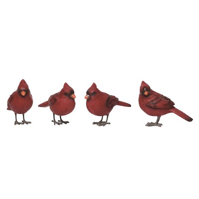 Transpac Resin Realistic Standing Cardinal Set of 4 Christmas Home Decorations