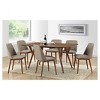Lavin Mid-Century Faux Leather Dining Chairs - Brown Walnut/Beige (Set Of 2) - Baxton Studio - 4 of 4