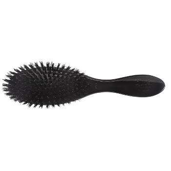 Bass Brushes Imperial Collection - Shine & Condition Hair Brush 100% Premium Natural Boar Bristles FIRM High Polish Acrylic Handle Full Oval Black