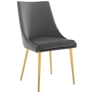 Modway Viscount Modern Accent Performance Velvet Dining Chair - Gray - 1 of 4