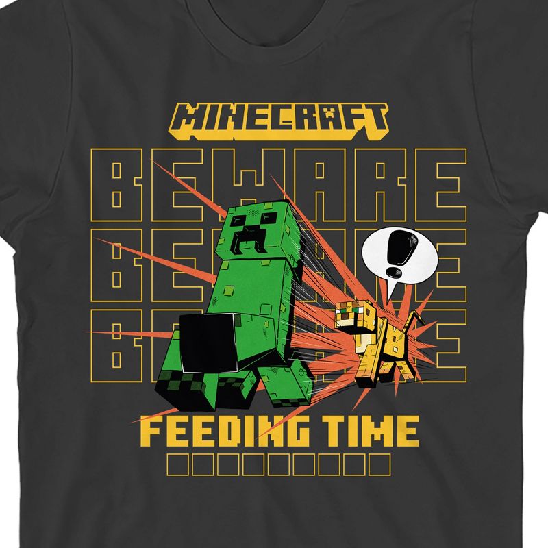 Minecraft Survival Mode Art Crew Neck Short Sleeve Black Youth T-shirt, 2 of 4