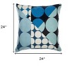 20" Blue and Ivory Geometric Cotton Throw Pillow  With Embroidery - 3 of 4
