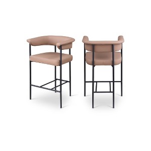 Meridian Furniture,Malin Tan Vegan Leather Counter Stool, Set of 2 - 1 of 4