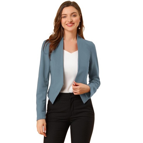 Allegra K Women's Collarless Work Office Long Sleeve Cropped Blazers :  Target