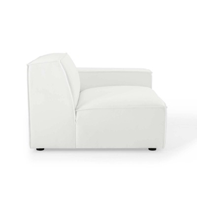 White Velvet 5-Piece Sectional Sofa with Ottoman
