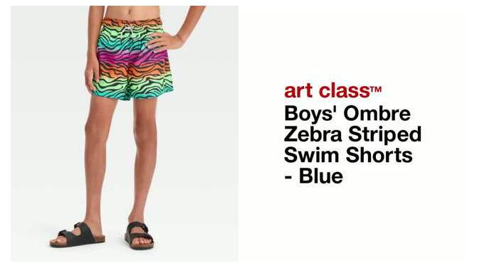 Boys&#39; Ombre Zebra Striped Swim Shorts - art class&#8482; Blue, 2 of 5, play video