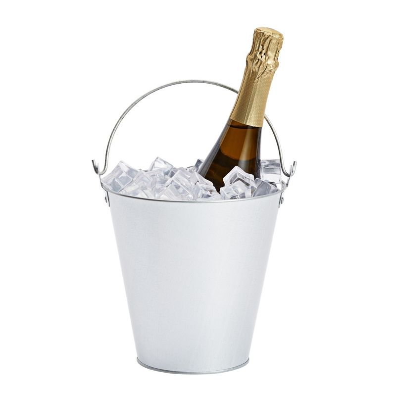 Juvale 3 Pack Galvanized Metal Ice Buckets for Parties, 7 Inch Tin Pails with Handles for Beer, Wine, Champagne, Table Centerpieces, 100 Oz, 5 of 10