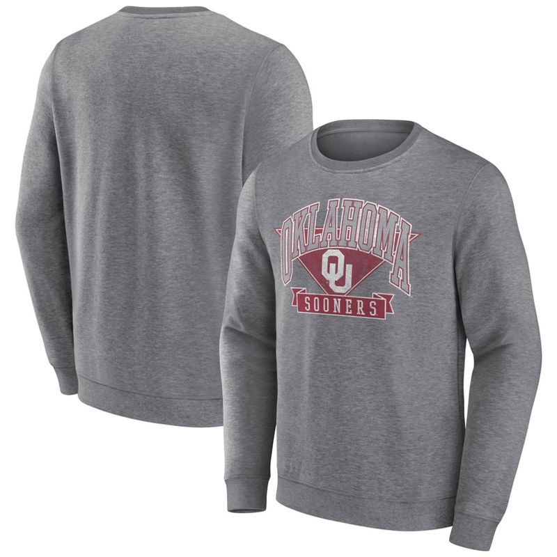 NCAA Oklahoma Sooners Men&#39;s Gray Crew Neck Fleece Sweatshirt, 1 of 4
