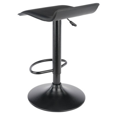 Adjustable Black Leather Swivel Bar Stool - Set of 2