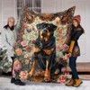 Rottweiler Floral Tapestry Design Flannel Blanket, Cozy Pet Dog and Flower Pattern Plush Blanket for Home Outdoor Use, Christmas Gift. - 2 of 4