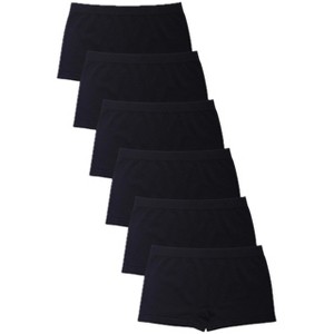 Women's Pack of 12 Black Seamless Boy Short Panties - 1 of 3